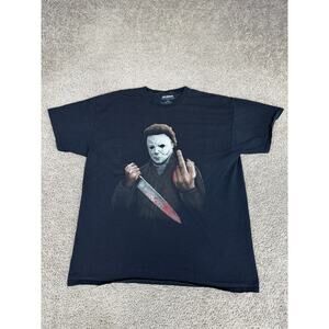 Halloween Shirt Mens Extra Large Black Michael Myers Middle Finger Horror